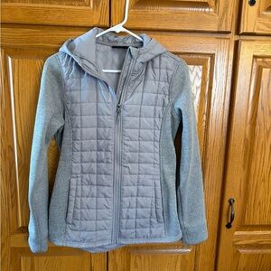 Light Gray Reebok Quilted Hooded Jacket